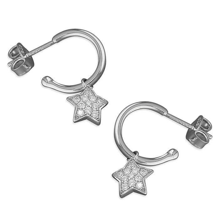 Silver hoop earrings sales with butterfly back