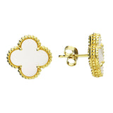 Mother of Pearl Clover Earrings in Gold