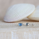 Oval Blue Moonstone Studs