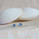 Oval Blue Moonstone Studs