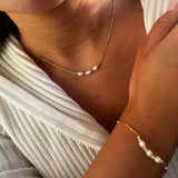 Triple Pearl Necklace in Gold