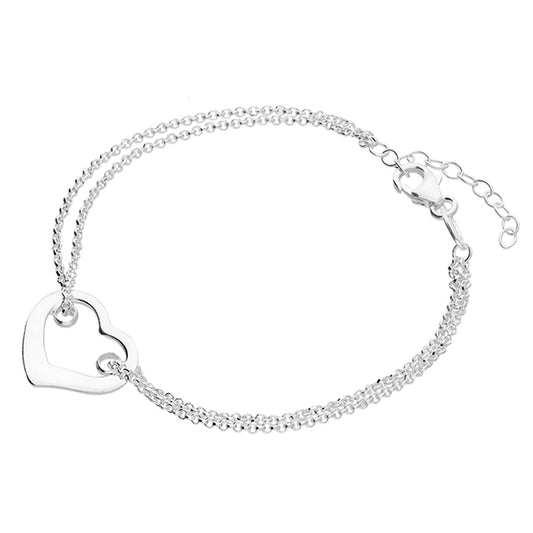 Open Heart Double Chain Bracelet