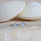 Pear Blue Moonstone Studs