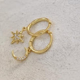 Celestial Moon & Star Hoops in Gold