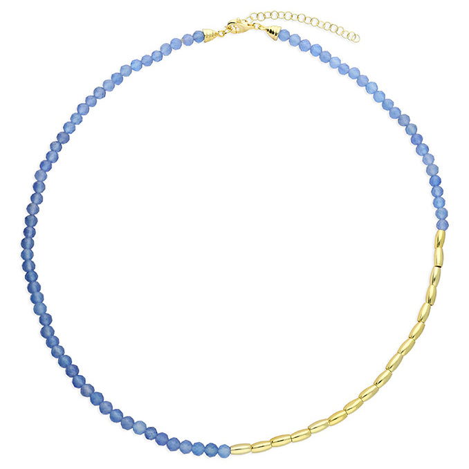 Santorini Blue Agate Necklace in Gold