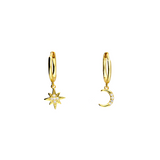 Celestial Moon & Star Hoops in Gold