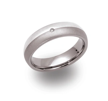 Mens 6mm Titanium, Silver & Diamond Ring