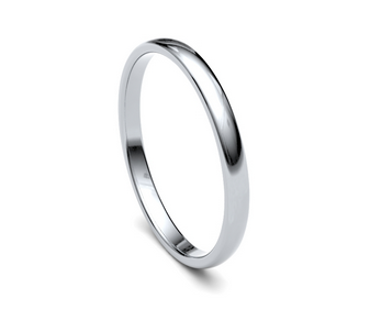 2mm White Gold Premium Court Wedding Band