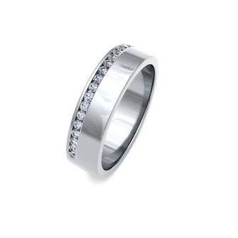 Offset Channel Diamond White Gold Wedding Band