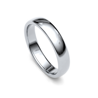 4mm White Gold Premium Court Wedding Band