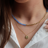 Santorini Blue Agate Necklace in Gold