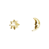 Tiny Moon & Star Studs in Gold