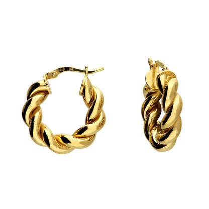 Deep Twisted Hoops in Gold