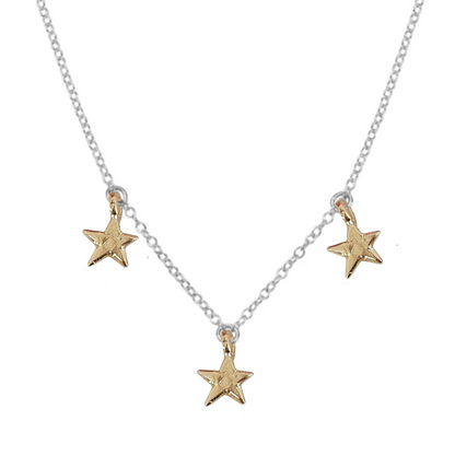 Signature 9ct Gold Three Star Necklace