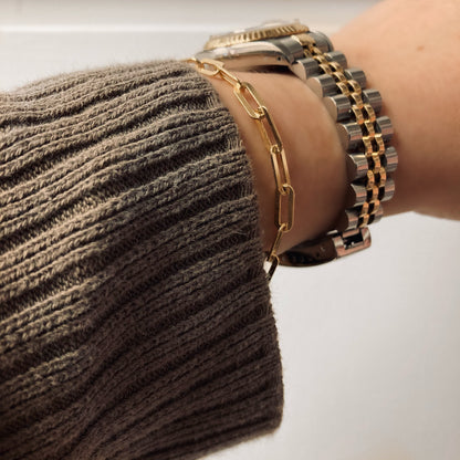 Paper Clip Chain Bracelet in Gold